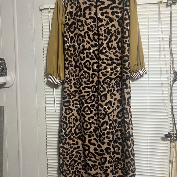 Striped Dress with Leopard Accents - Picture 2 of 5